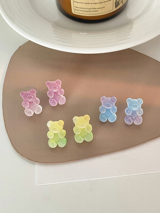 Temperament Earrings Cute Gradient Color Bear Earrings Women