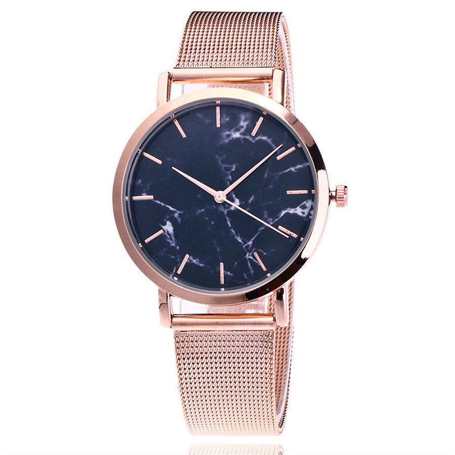 Vansvar fashion brand silver and gold mesh band creative marble wristwatch casual women quartz watches gift relogio feminino