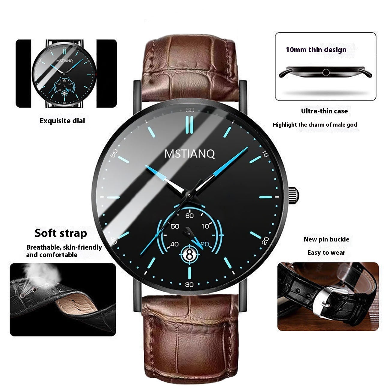 Trade Watch Stylish Black Technology Belt Refined Steel Korean Casual Calendar