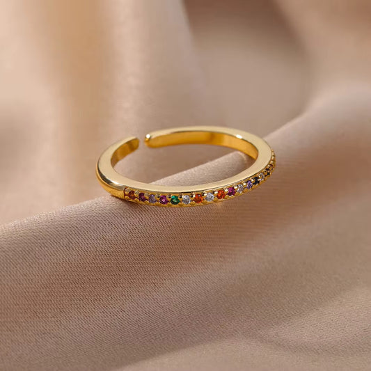 European And American Zircon Fashion Design 18K Gold-plated Ring Ornament