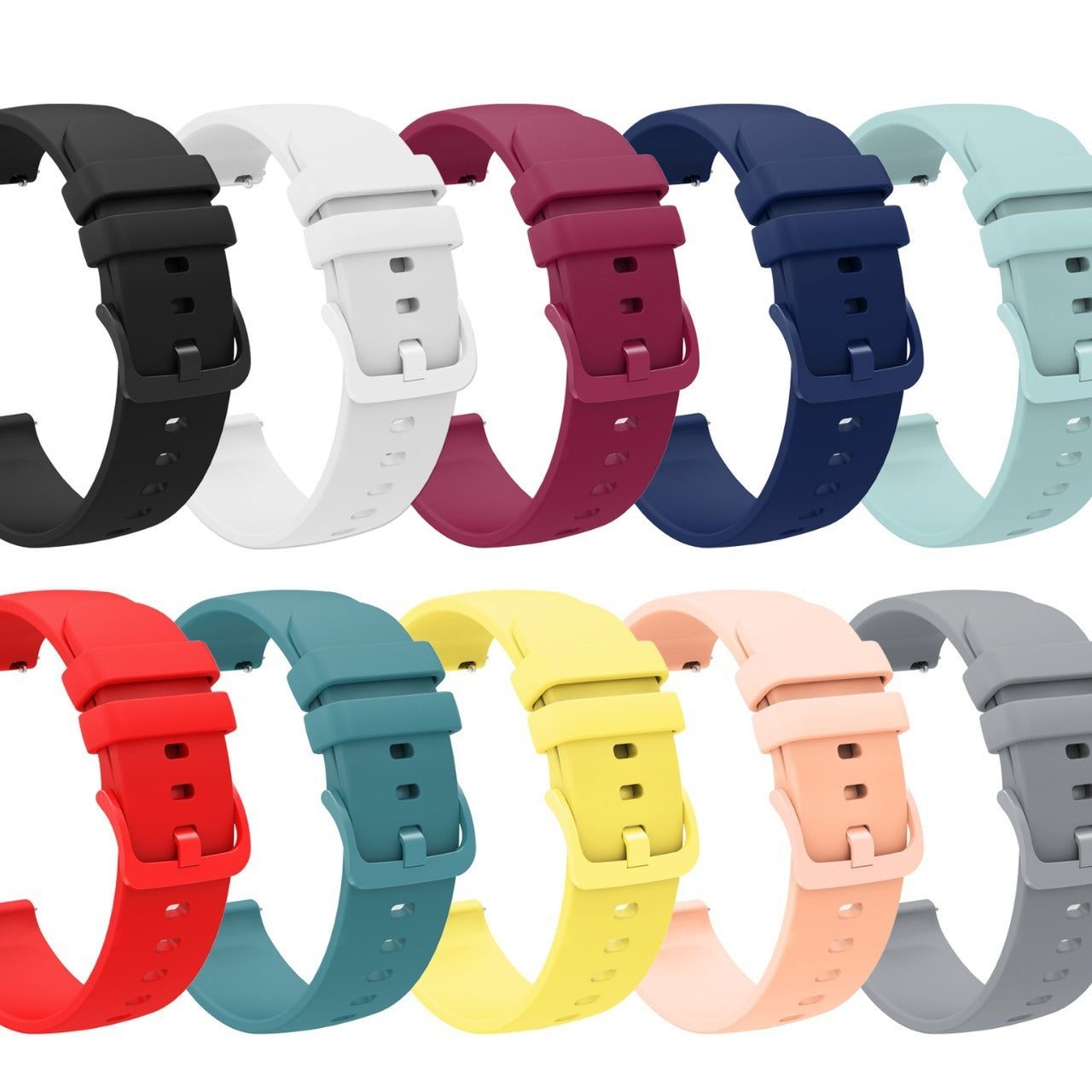 Flat Same Color Buckle Universal Silicone Strap