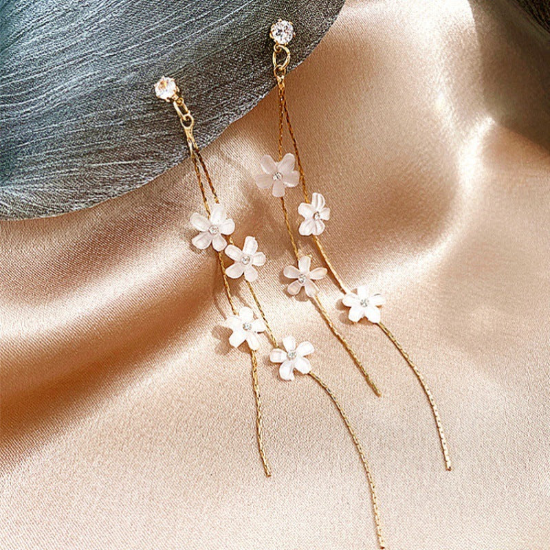 Temperament Long Tassel Earrings Rose Earrings Women