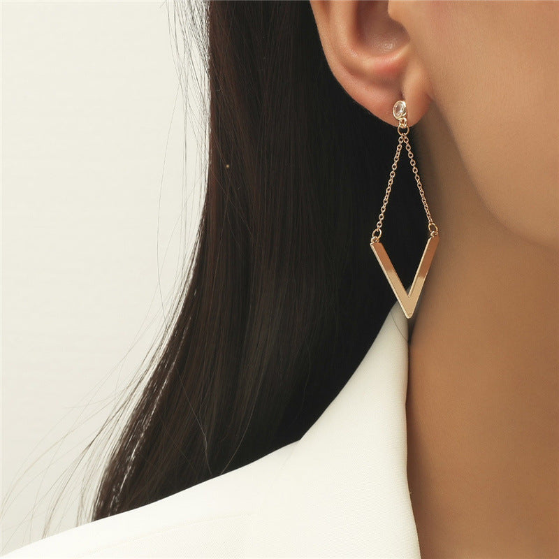 Zircon Earrings Simple Personality Long Elegant Earrings Women