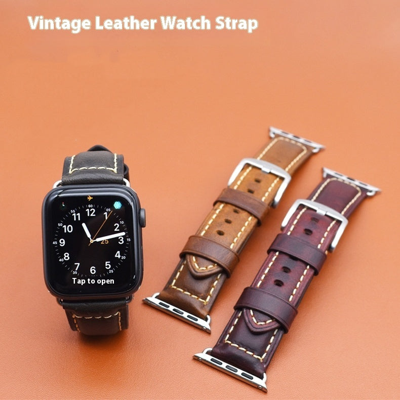 Vintage Oil Wax Genuine Cowhide Watch Band