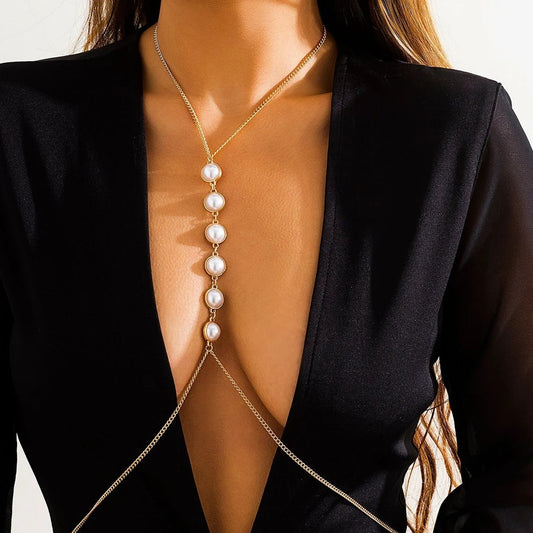 Sexy Metal Pearl Body Chains Waist Chain