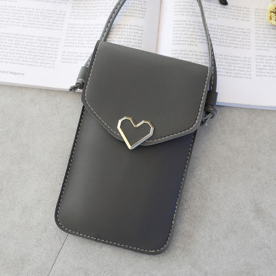 Love Buckle Mobile Phone Bags For Women Transparent Touch Screen Wallet Crossbody Shouder Bags