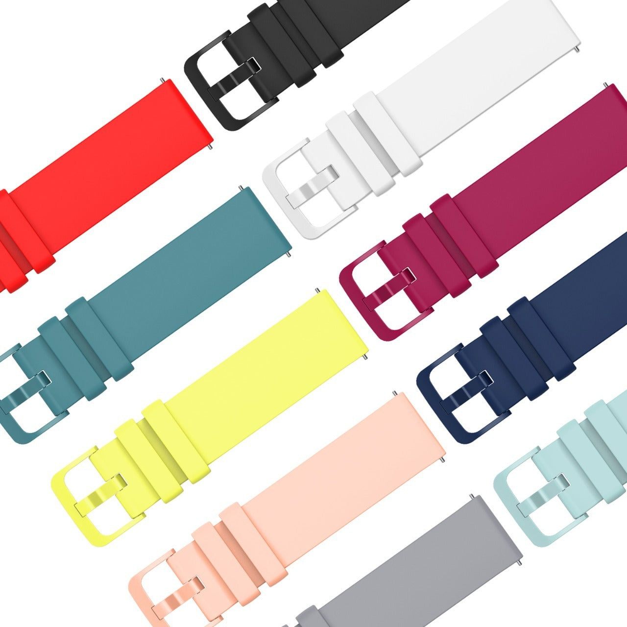 Flat Same Color Buckle Universal Silicone Strap